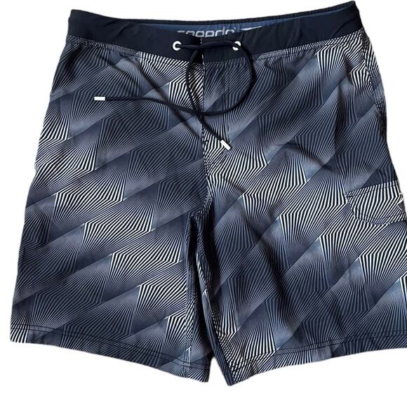 SPEEDO Crosswise Board Shorts Swim Trunks Men’s 34 Black White Geometric Print - Picture 7 of 7